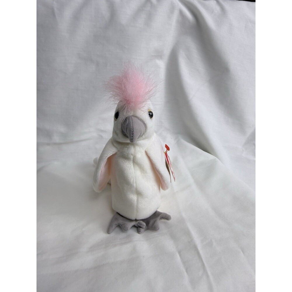 Ty Beanie Babies Kuku Cockatoo Bird - White Bird 1998 Rare w/tag errors